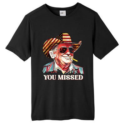 Western Trump Cowboy You Missed American Flag Cowboy Hat Tall Fusion ChromaSoft Performance T-Shirt