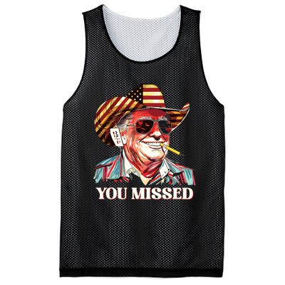 Western Trump Cowboy You Missed American Flag Cowboy Hat Mesh Reversible Basketball Jersey Tank