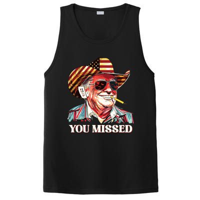 Western Trump Cowboy You Missed American Flag Cowboy Hat PosiCharge Competitor Tank