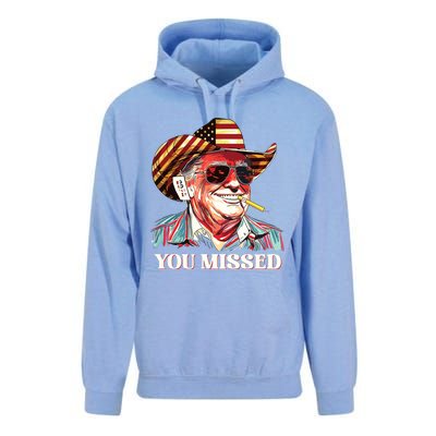 Western Trump Cowboy You Missed American Flag Cowboy Hat Unisex Surf Hoodie