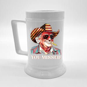 Western Trump Cowboy You Missed American Flag Cowboy Hat Beer Stein