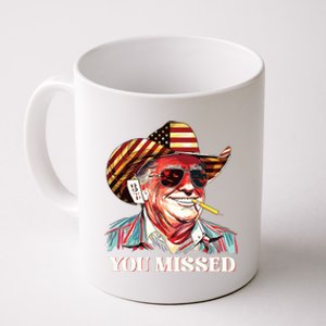 Western Trump Cowboy You Missed American Flag Cowboy Hat Coffee Mug