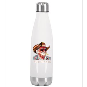 Western Trump Cowboy You Missed American Flag Cowboy Hat Stainless Steel Insulated Water Bottle