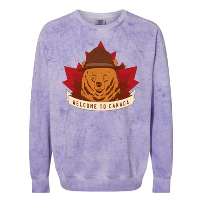 Welcome To Canada Maple Leaf Bear Colorblast Crewneck Sweatshirt