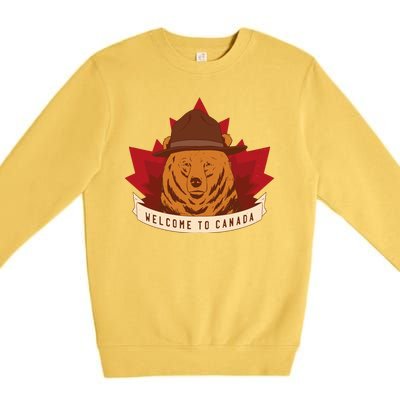 Welcome To Canada Maple Leaf Bear Premium Crewneck Sweatshirt