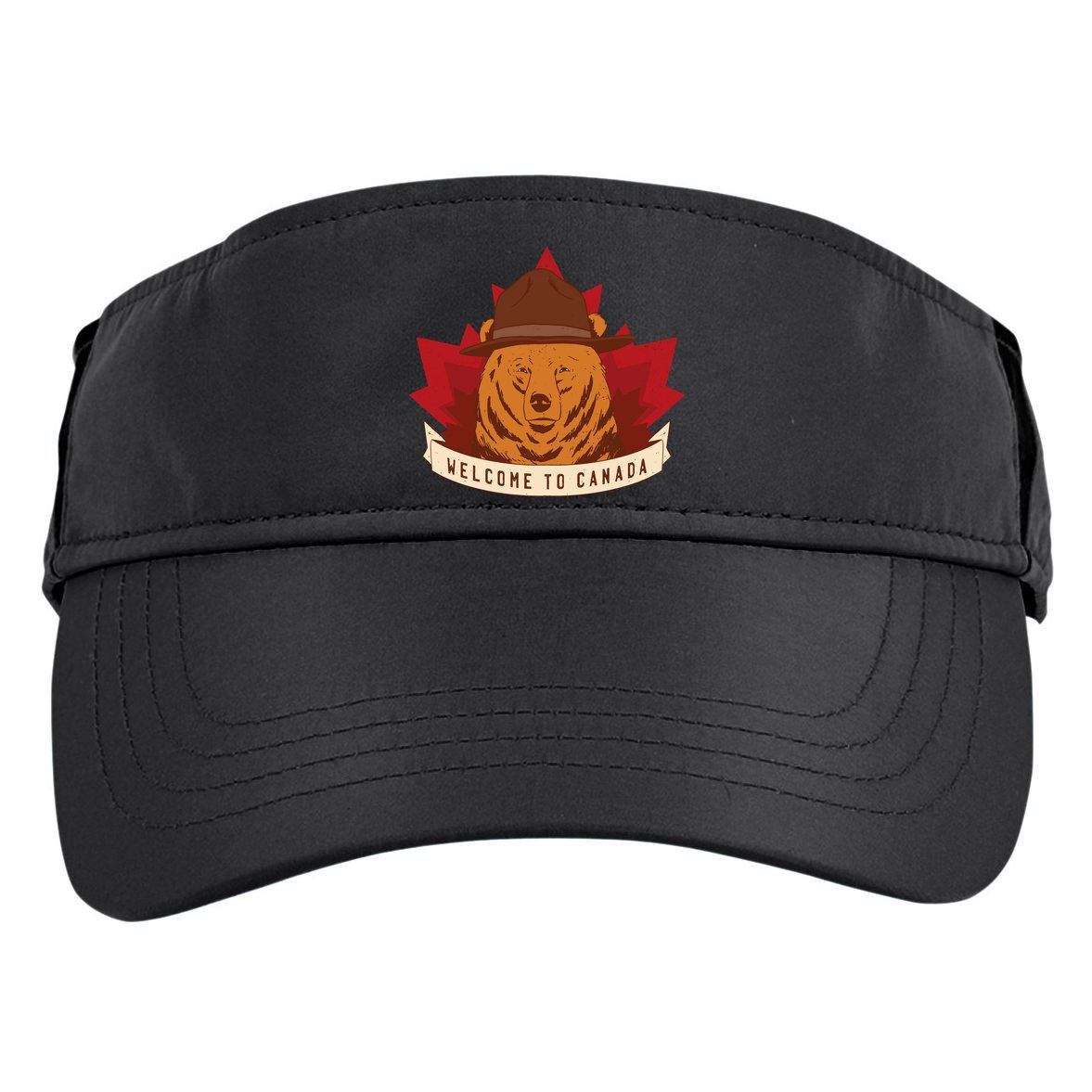 Welcome To Canada Maple Leaf Bear Adult Drive Performance Visor