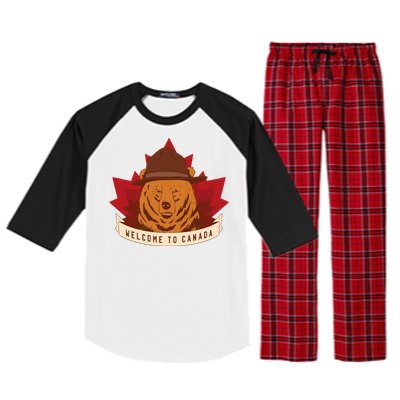 Welcome To Canada Maple Leaf Bear Raglan Sleeve Pajama Set