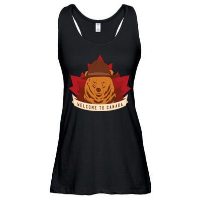 Welcome To Canada Maple Leaf Bear Ladies Essential Flowy Tank