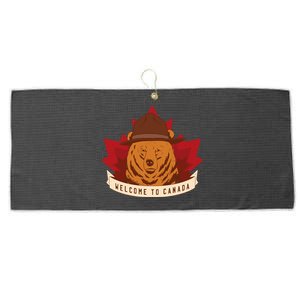 Welcome To Canada Maple Leaf Bear Large Microfiber Waffle Golf Towel