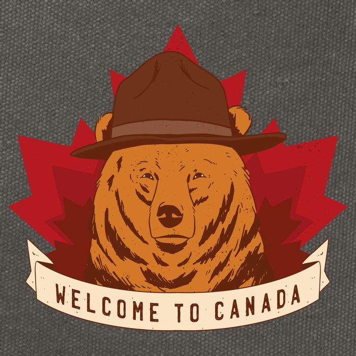 Welcome To Canada Maple Leaf Bear Cotton Canvas Backpack