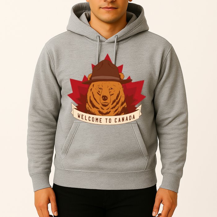 Welcome To Canada Maple Leaf Bear Hoodie