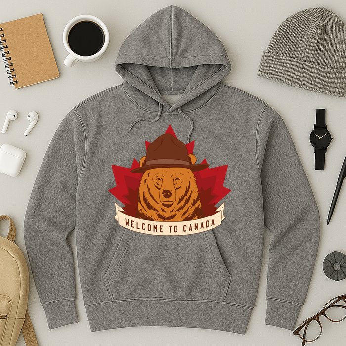 Welcome To Canada Maple Leaf Bear Hoodie