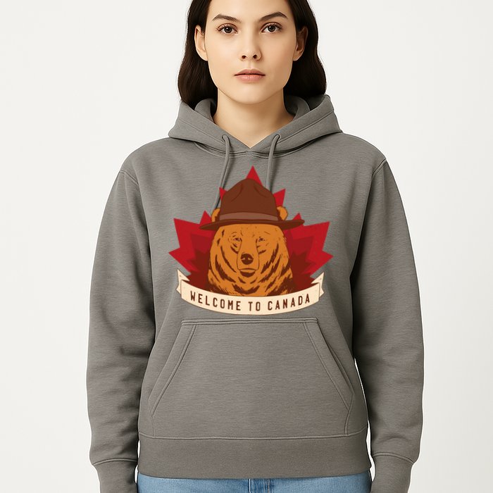 Welcome To Canada Maple Leaf Bear Hoodie