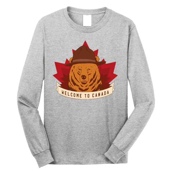 Welcome To Canada Maple Leaf Bear Long Sleeve Shirt