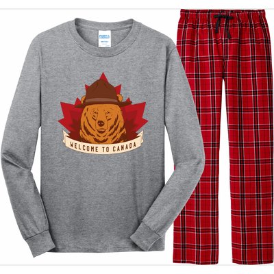 Welcome To Canada Maple Leaf Bear Long Sleeve Pajama Set