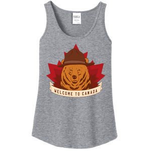 Welcome To Canada Maple Leaf Bear Ladies Essential Tank