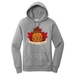 Welcome To Canada Maple Leaf Bear Women's Pullover Hoodie