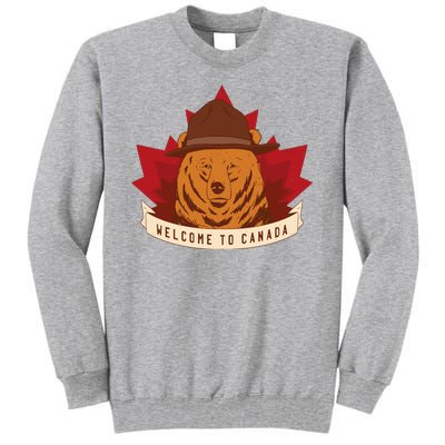 Welcome To Canada Maple Leaf Bear Tall Sweatshirt