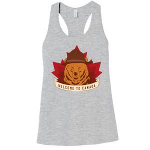 Welcome To Canada Maple Leaf Bear Women's Racerback Tank