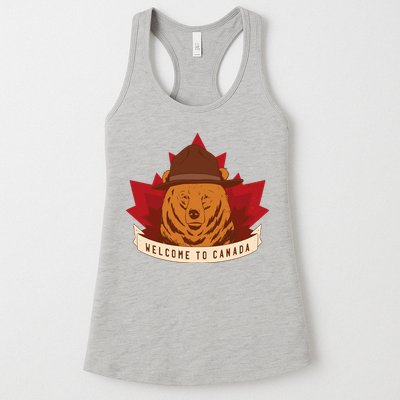 Welcome To Canada Maple Leaf Bear Womens Tank Top