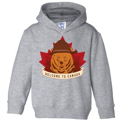 Welcome To Canada Maple Leaf Bear Toddler Hoodie