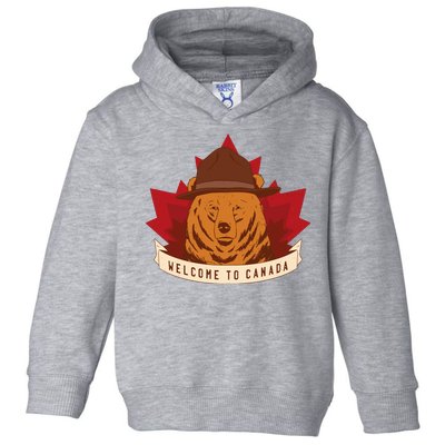 Welcome To Canada Maple Leaf Bear Toddler Hoodie