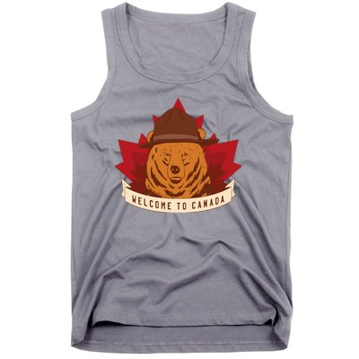 Welcome To Canada Maple Leaf Bear Tank Top