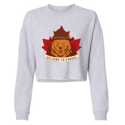 Welcome To Canada Maple Leaf Bear Cropped Pullover Crew