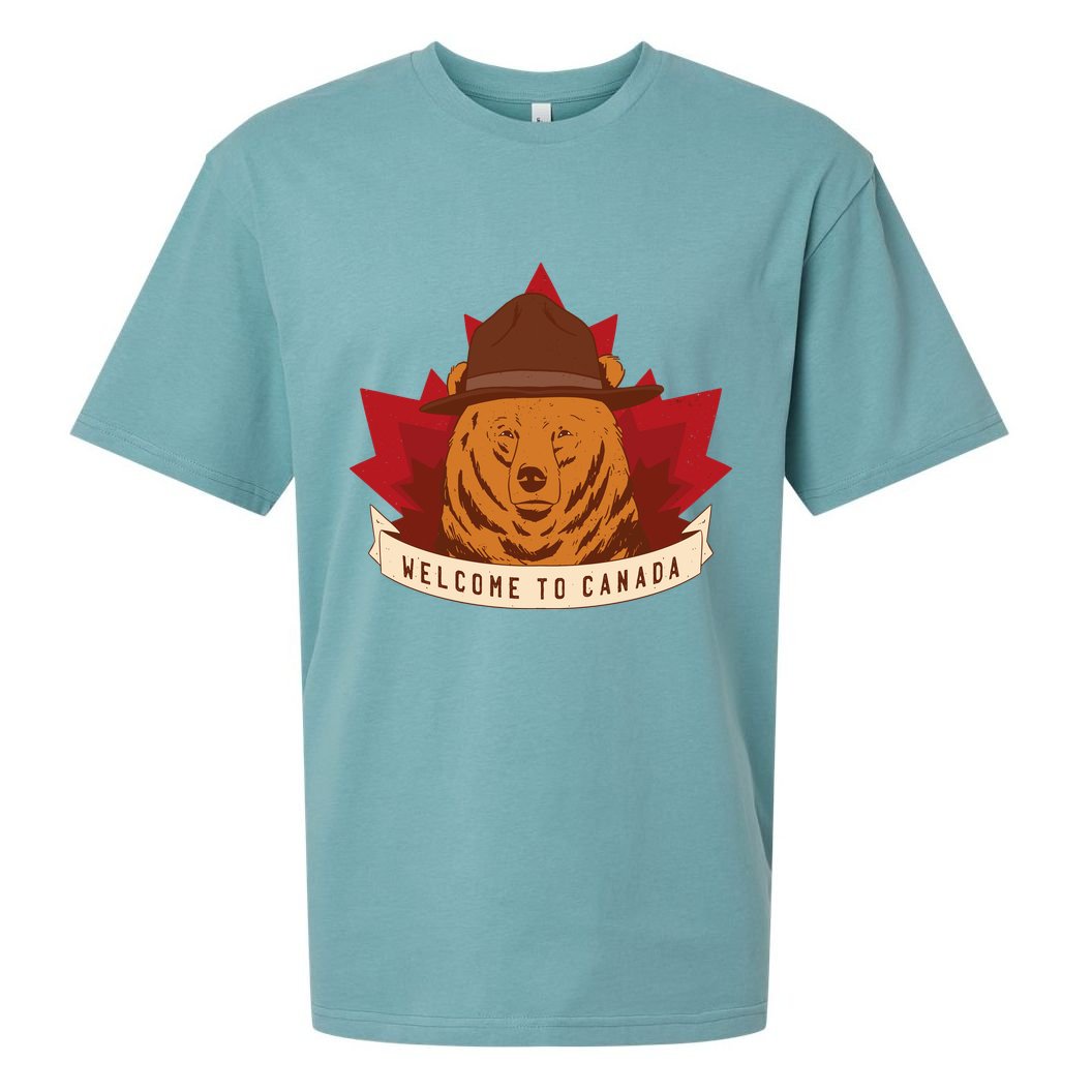Welcome To Canada Maple Leaf Bear Sueded Cloud Jersey T-Shirt