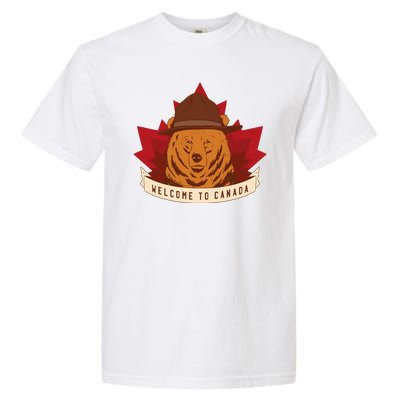 Welcome To Canada Maple Leaf Bear Garment-Dyed Heavyweight T-Shirt