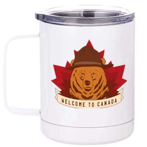 Welcome To Canada Maple Leaf Bear 12 oz Stainless Steel Tumbler Cup