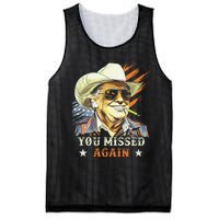 Western Trump Cowboy You Missed Again Funny Gift Mesh Reversible Basketball Jersey Tank