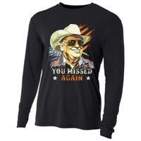 Western Trump Cowboy You Missed Again Funny Gift Cooling Performance Long Sleeve Crew