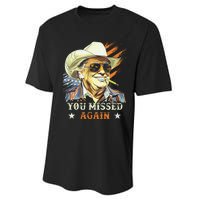 Western Trump Cowboy You Missed Again Funny Gift Performance Sprint T-Shirt