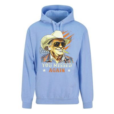 Western Trump Cowboy You Missed Again Funny Gift Unisex Surf Hoodie