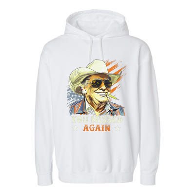 Western Trump Cowboy You Missed Again Funny Gift Garment-Dyed Fleece Hoodie