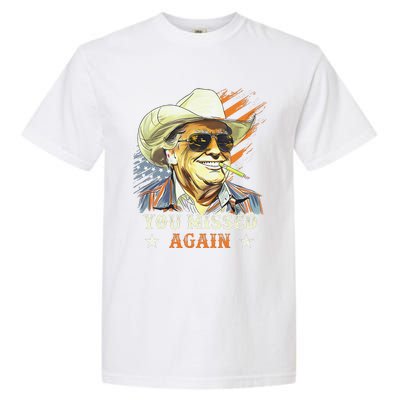 Western Trump Cowboy You Missed Again Funny Gift Garment-Dyed Heavyweight T-Shirt