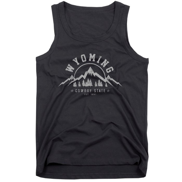 Wyoming The Cowboy State Est. 1890 Vintage Mountains Gift Tank Top