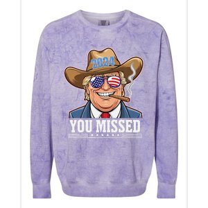 Western Trump Cowboy You Missed Colorblast Crewneck Sweatshirt