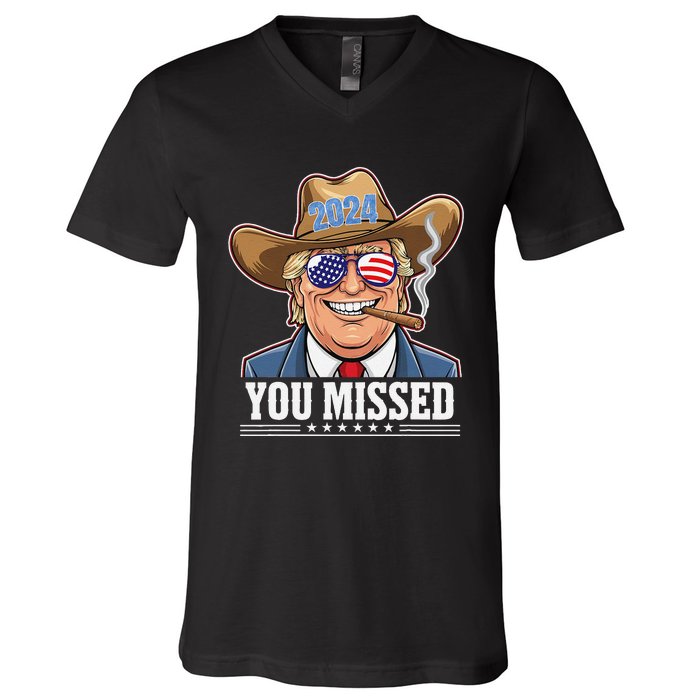 Western Trump Cowboy You Missed V-Neck T-Shirt