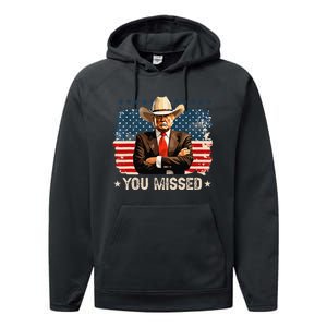 Western Trump Cowboy You Missed Again Funny Performance Fleece Hoodie