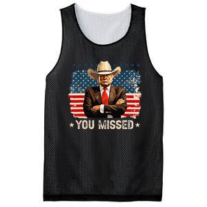 Western Trump Cowboy You Missed Again Funny Mesh Reversible Basketball Jersey Tank