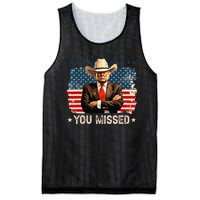 Western Trump Cowboy You Missed Again Funny Mesh Reversible Basketball Jersey Tank