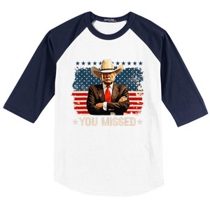 Western Trump Cowboy You Missed Again Funny Baseball Sleeve Shirt