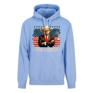 Western Trump Cowboy You Missed Again Funny Unisex Surf Hoodie