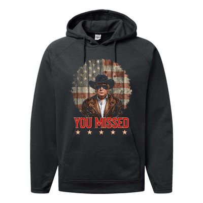 Western Trump Cowboy You Missed Again Funny Performance Fleece Hoodie