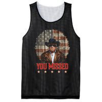 Western Trump Cowboy You Missed Again Funny Mesh Reversible Basketball Jersey Tank