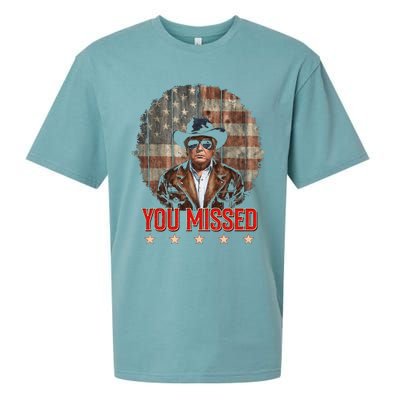 Western Trump Cowboy You Missed Again Funny Sueded Cloud Jersey T-Shirt