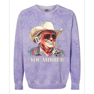 Western Trump Cowboy You Missed Colorblast Crewneck Sweatshirt