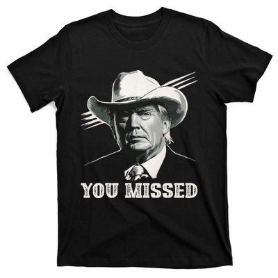 Western Trump Cowboy You Missed Again Funny T-Shirt